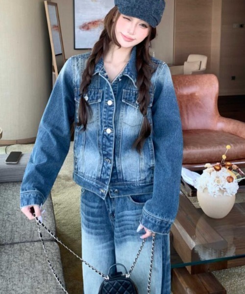 semplice(センプリチェ)の「セットアップ【韓国ファッション】(セットアップ・レディース・ブルー・S/M/L)」の2枚目の写真