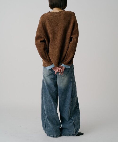 goocy(グーシー)の「サイドタックワイドデニムパンツ(デニムパンツ・レディース・ブルー/ブラック・MEDIUM/SMALL)」の13枚目の写真
