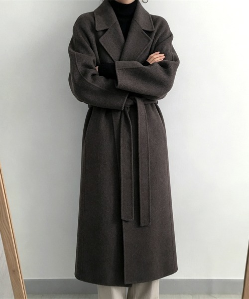 ReRe(リリ)の「共布ベルト×ロングチェスターコート(チェスターコート・レディース・ライトアッシュグレー/ダークグレー/ダークベージュ・FREE)」の16枚目の写真