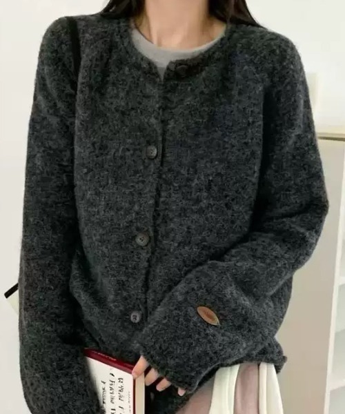 NANEA(ナネア)の「ニットクルーカーディガン(カーディガン/ボレロ・レディース・ブラック/イエロー/グレー/ミント/アイボリー/パープル/グリーン・フリー)」の3枚目の写真