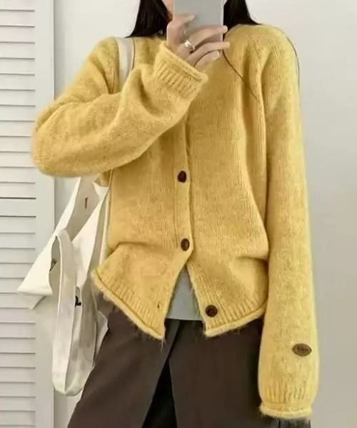 NANEA(ナネア)の「ニットクルーカーディガン(カーディガン/ボレロ・レディース・ブラック/イエロー/グレー/ミント/アイボリー/パープル/グリーン・フリー)」の7枚目の写真