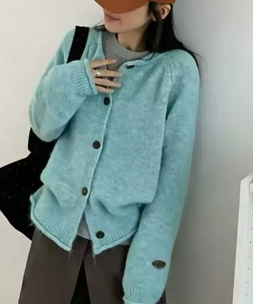 NANEA(ナネア)の「ニットクルーカーディガン(カーディガン/ボレロ・レディース・ブラック/イエロー/グレー/ミント/アイボリー/パープル/グリーン・フリー)」の5枚目の写真