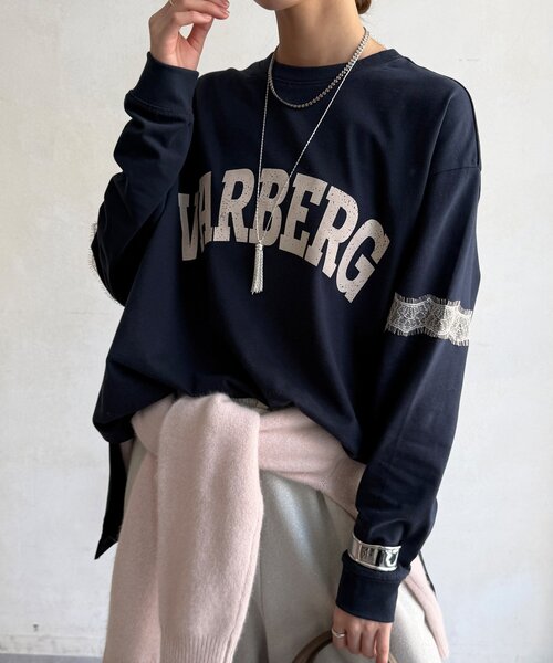 DouDou(ドゥドゥ)の「【WEB限定】袖レース切替ロゴTEE(Tシャツ/カットソー・レディース・ネイビー/オフホワイト/ブラック・FREE)」の21枚目の写真