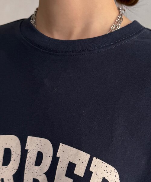 DouDou(ドゥドゥ)の「【WEB限定】袖レース切替ロゴTEE(Tシャツ/カットソー・レディース・ネイビー/オフホワイト/ブラック・FREE)」の14枚目の写真