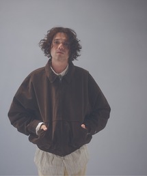 ADAMPATEK/mute faux suede loose zip blouson/フェイクスウェード襟付きブルゾン