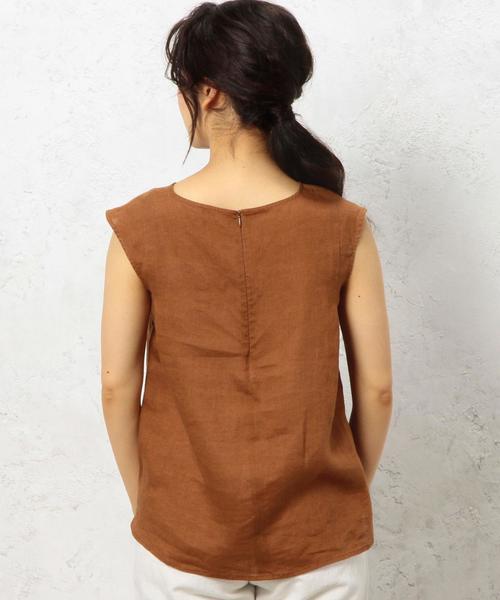 green label relaxing（グリーンレーベルリラクシング）の「CB ハードマンズリネン FLA N/SL ブラウス◆（シャツ/ブラウス・レディース・ホワイト/ブラック/オレンジ系その他・FREE）」の4枚目の写真