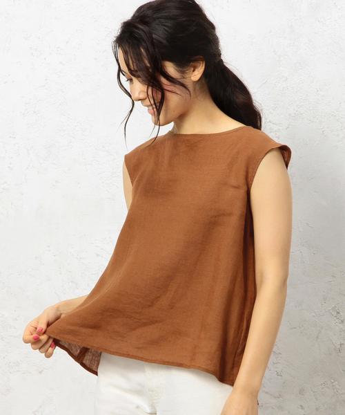 green label relaxing（グリーンレーベルリラクシング）の「CB ハードマンズリネン FLA N/SL ブラウス◆（シャツ/ブラウス・レディース・ホワイト/ブラック/オレンジ系その他・FREE）」の5枚目の写真