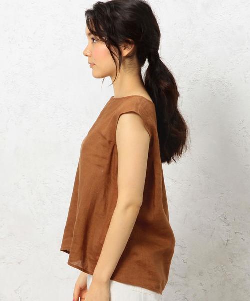 green label relaxing（グリーンレーベルリラクシング）の「CB ハードマンズリネン FLA N/SL ブラウス◆（シャツ/ブラウス・レディース・ホワイト/ブラック/オレンジ系その他・FREE）」の6枚目の写真