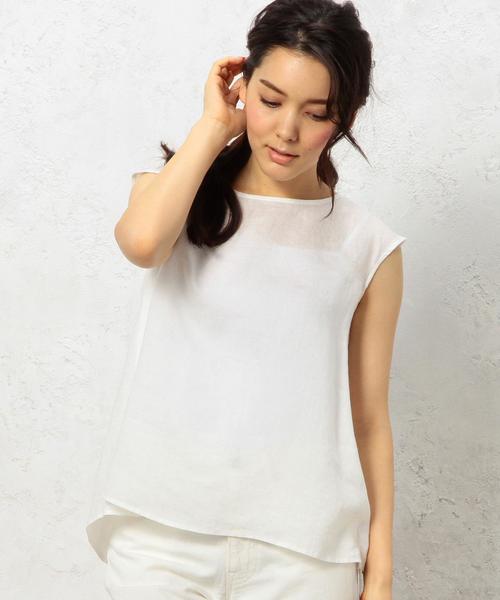 green label relaxing（グリーンレーベルリラクシング）の「CB ハードマンズリネン FLA N/SL ブラウス◆（シャツ/ブラウス・レディース・ホワイト/ブラック/オレンジ系その他・FREE）」の9枚目の写真