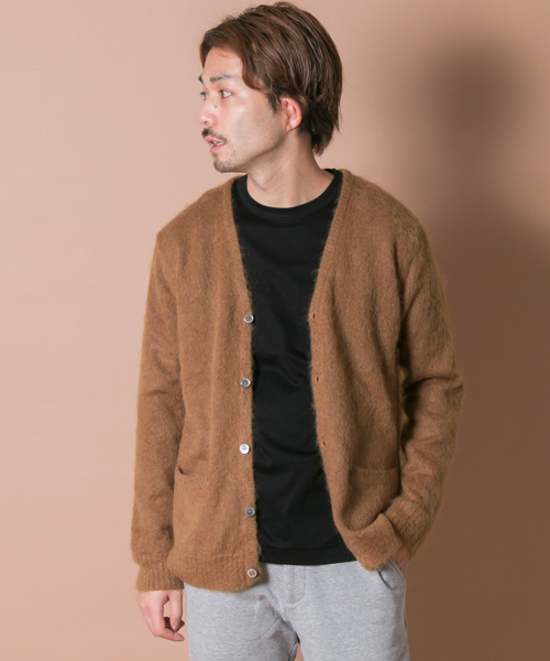URBAN RESEARCH（アーバンリサーチ）の「URiD モヘヤVカーディガン（カーディガン/ボレロ・メンズ・キャメル/ブラック・MEDIUM/LARGE）」の7枚目の写真