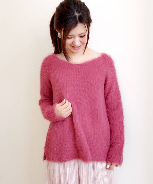 archives（アルシーヴ）の「テンタッチ片畦プルオーバー（ニット/セーター・レディース・オフホワイト/グレー/ピンク/サックスブルー・MEDIUM）」の4枚目の写真