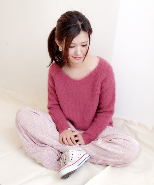 archives（アルシーヴ）の「テンタッチ片畦プルオーバー（ニット/セーター・レディース・オフホワイト/グレー/ピンク/サックスブルー・MEDIUM）」の7枚目の写真