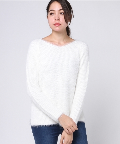 archives（アルシーヴ）の「テンタッチ片畦プルオーバー（ニット/セーター・レディース・オフホワイト/グレー/ピンク/サックスブルー・MEDIUM）」の2枚目の写真