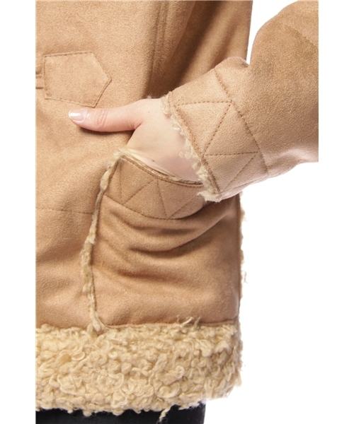 mystic（ミスティック）の「フェイクムートンダッフル（ダッフルコート・レディース・キャメル/ブラック/ベージュ・FREE）」の4枚目の写真