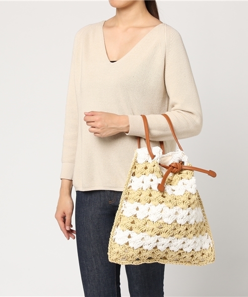 Casselini（キャセリーニ）の「casselini:ミックスカラートート（トートバッグ・レディース・ブラック/ホワイト・ONE SIZE）」の7枚目の写真