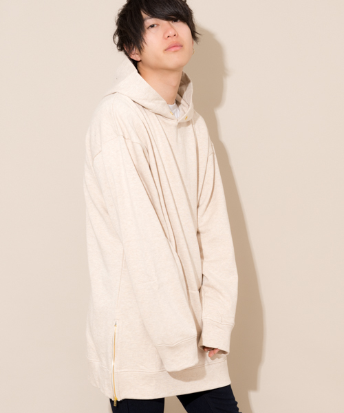 MANGROVE（マングローブ）の「【MANGROVE】スウェット裾ZIPプルオーバーBIGパーカー（パーカー・メンズ・ベージュ/ネイビー/マスタード/ホワイト/ブラック/グレー/チャコールグレー/ブルー/ダークグレー/杢グレー・FREE）」の7枚目の写真