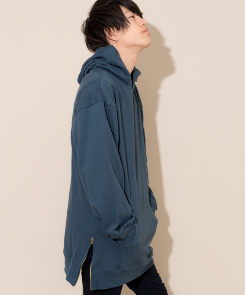 MANGROVE（マングローブ）の「【MANGROVE】スウェット裾ZIPプルオーバーBIGパーカー（パーカー・メンズ・ベージュ/ネイビー/マスタード/ホワイト/ブラック/グレー/チャコールグレー/ブルー/ダークグレー/杢グレー・FREE）」の8枚目の写真