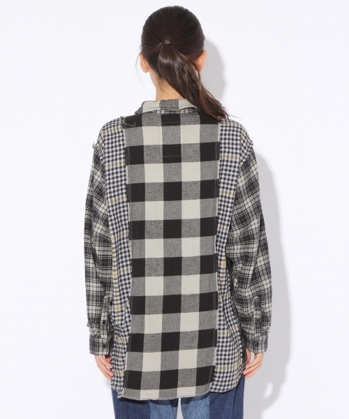 niko and...（ニコアンド）の「20ハギハギビッグシャツ【niko and ...】（シャツ/ブラウス・レディース・レッド/ベージュ/グレー・MEDIUM/LARGE）」の6枚目の写真