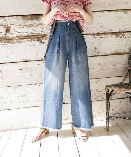 OLIVE des OLIVE(オリーブデオリーブ)の「サスペンダー付き ベイカーパンツ(デニムパンツ・レディース・ブルー/ブルー系その他・FREE)」の3枚目の写真