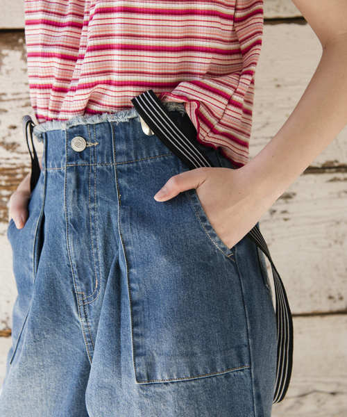 OLIVE des OLIVE(オリーブデオリーブ)の「サスペンダー付き ベイカーパンツ(デニムパンツ・レディース・ブルー/ブルー系その他・FREE)」の6枚目の写真