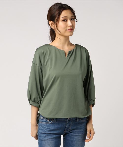 koe（コエ）の「・キーネック袖ボリュームプルオーバー（Tシャツ/カットソー・レディース・オフホワイト/ライトブラウン/カーキ/ネイビー・FREE）」の15枚目の写真