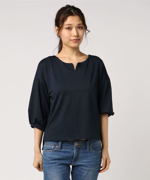 koe（コエ）の「・キーネック袖ボリュームプルオーバー（Tシャツ/カットソー・レディース・オフホワイト/ライトブラウン/カーキ/ネイビー・FREE）」の4枚目の写真