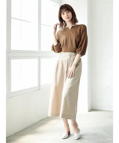 koe（コエ）の「・キーネック袖ボリュームプルオーバー（Tシャツ/カットソー・レディース・オフホワイト/ライトブラウン/カーキ/ネイビー・FREE）」の11枚目の写真