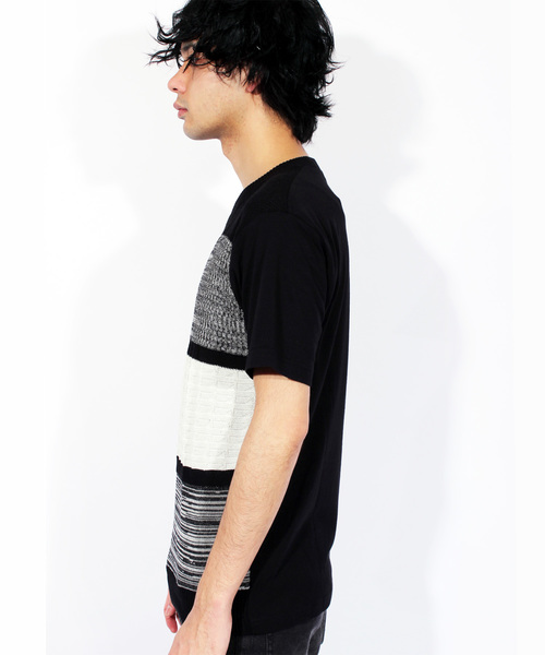 ８(eight)（エイト）の「ボーダー ニット 切替 半袖Tシャツ（Tシャツ/カットソー・メンズ・ホワイト/ブラック/ネイビー・LARGE/X-LARGE/MEDIUM）」の7枚目の写真