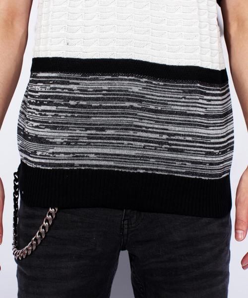 ８(eight)（エイト）の「ボーダー ニット 切替 半袖Tシャツ（Tシャツ/カットソー・メンズ・ホワイト/ブラック/ネイビー・LARGE/X-LARGE/MEDIUM）」の13枚目の写真