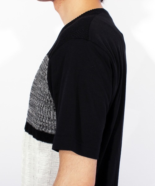 ８(eight)（エイト）の「ボーダー ニット 切替 半袖Tシャツ（Tシャツ/カットソー・メンズ・ホワイト/ブラック/ネイビー・LARGE/X-LARGE/MEDIUM）」の15枚目の写真