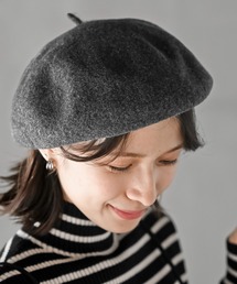 William Sharp ポンポン付きベレー帽 ウール×フォックス グレー William Sharp ポンポン付きベレー帽 ウール×フォックス グレー