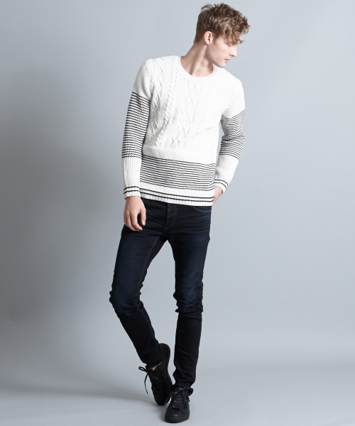 5351 POUR LES HOMMES(ゴーサンゴーイチプールオム)の「ハイストレッチリリープルオーバーニット(ニット/セーター・メンズ・オフホワイト・44/46/48)」の9枚目の写真