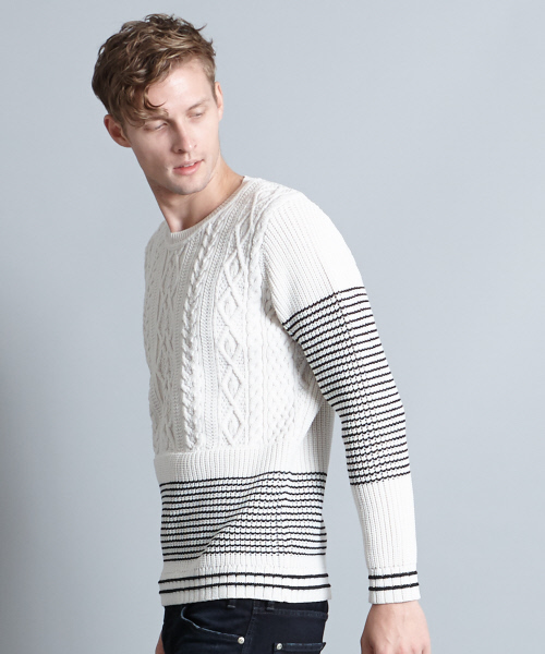 5351 POUR LES HOMMES(ゴーサンゴーイチプールオム)の「ハイストレッチリリープルオーバーニット(ニット/セーター・メンズ・オフホワイト・44/46/48)」の5枚目の写真