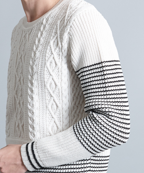 5351 POUR LES HOMMES(ゴーサンゴーイチプールオム)の「ハイストレッチリリープルオーバーニット(ニット/セーター・メンズ・オフホワイト・44/46/48)」の6枚目の写真