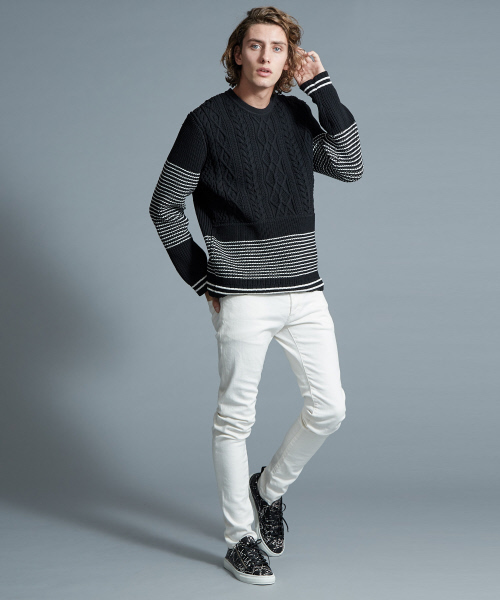 5351 POUR LES HOMMES(ゴーサンゴーイチプールオム)の「ハイストレッチリリープルオーバーニット(ニット/セーター・メンズ・オフホワイト・44/46/48)」の10枚目の写真
