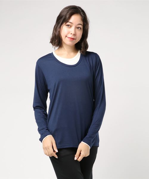 ARCHIVER(アーカイバ)の「【Bl】フェイクレイヤード長袖Tシャツ Uネック(Tシャツ/カットソー・メンズ・ホワイト/ブラック/ネイビー/グレー/チャコール/ワインレッド・MEDIUM/LARGE/X-LARGE)」の5枚目の写真