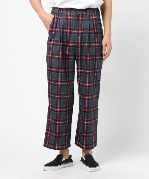 BURROWS(バローズ)の「チェックワイドパンツ(デニムパンツ・メンズ・ベージュ/ネイビー/ブラウン・M/L)」の9枚目の写真