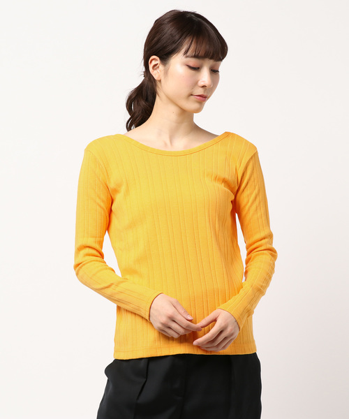 KOBE LETTUCE(コウベレタス)の「トタンテレコ素材リブカットソーバックオープントップス(Tシャツ/カットソー・レディース・ブラック/オフホワイト/イエロー/ホワイト系その他/キャメル・FREE)」の4枚目の写真