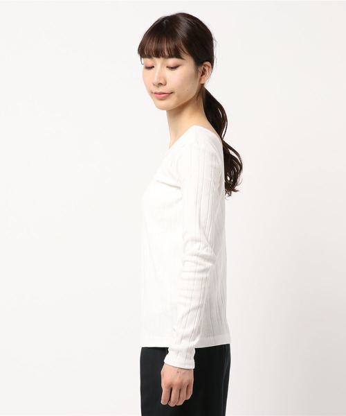 KOBE LETTUCE(コウベレタス)の「トタンテレコ素材リブカットソーバックオープントップス(Tシャツ/カットソー・レディース・ブラック/オフホワイト/イエロー/ホワイト系その他/キャメル・FREE)」の6枚目の写真