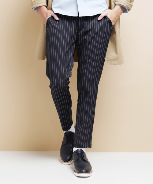 EMMA CLOTHES（エマクローズ）の「ピンストライプスリムトラウザーズ（その他パンツ・メンズ・ブラック/ネイビー・M/L/XL）」の2枚目の写真