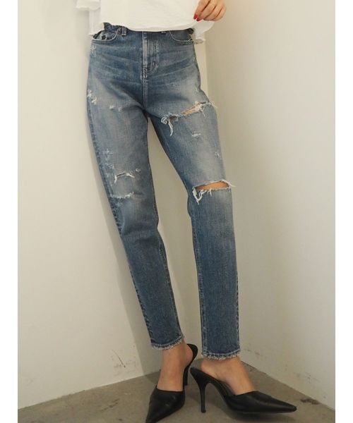 GYDA(ジェイダ)の「GROUNGE DAMAGE ペグトップデニムパンツ(デニムパンツ・レディース・ライトブルー/ブルー・SMALL/MEDIUM/X-SMALL)」の15枚目の写真