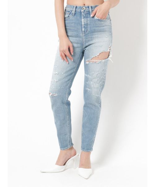GYDA(ジェイダ)の「GROUNGE DAMAGE ペグトップデニムパンツ(デニムパンツ・レディース・ライトブルー/ブルー・SMALL/MEDIUM/X-SMALL)」の13枚目の写真
