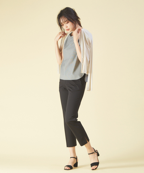 qualite（カリテ）の「《吸汗速乾・UVカット・接触冷感・透け防止》ドライスラブシャツ（シャツ/ブラウス・レディース・ブラック/グレー/ホワイト・38/36）」の5枚目の写真