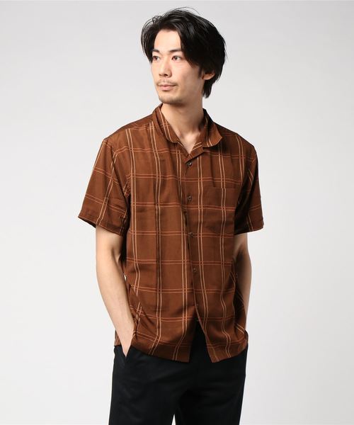 WEGO(ウィゴー)の「WEGO/チェック開襟ポプリンシャツ(シャツ/ブラウス・メンズ・ブラック/ベージュ/ブラウン・MEDIUM/LARGE)」の18枚目の写真