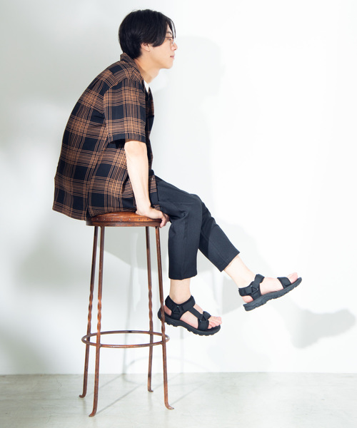 WEGO(ウィゴー)の「WEGO/チェック開襟ポプリンシャツ(シャツ/ブラウス・メンズ・ブラック/ベージュ/ブラウン・MEDIUM/LARGE)」の6枚目の写真