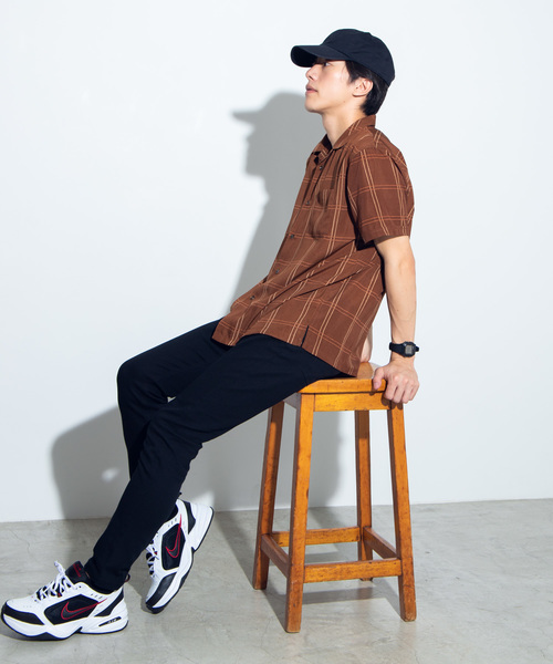 WEGO(ウィゴー)の「WEGO/チェック開襟ポプリンシャツ(シャツ/ブラウス・メンズ・ブラック/ベージュ/ブラウン・MEDIUM/LARGE)」の8枚目の写真