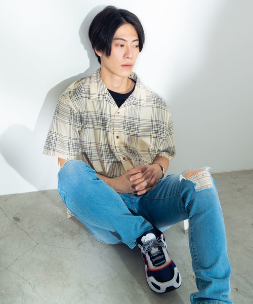 WEGO(ウィゴー)の「WEGO/チェック開襟ポプリンシャツ(シャツ/ブラウス・メンズ・ブラック/ベージュ/ブラウン・MEDIUM/LARGE)」の15枚目の写真