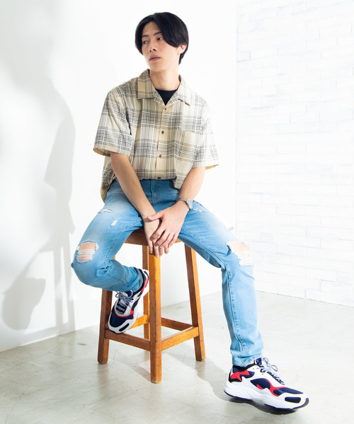 WEGO(ウィゴー)の「WEGO/チェック開襟ポプリンシャツ(シャツ/ブラウス・メンズ・ブラック/ベージュ/ブラウン・MEDIUM/LARGE)」の14枚目の写真