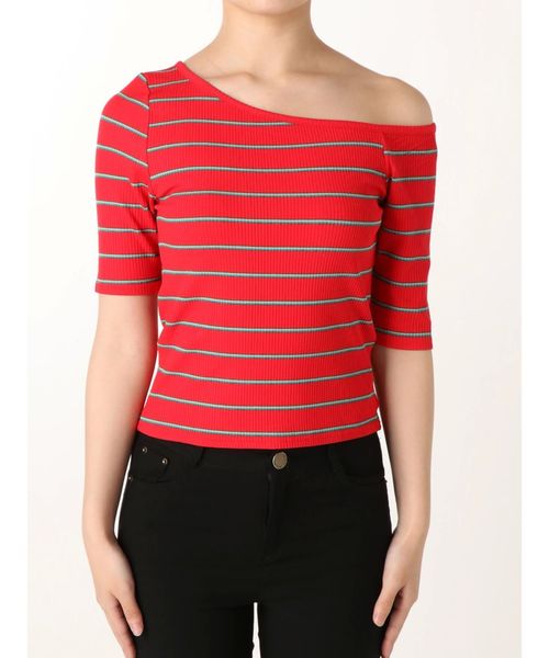 jouetie（ジュエティ）の「アシメネックT（Tシャツ/カットソー・レディース・ライトブルー/ブラック/パープル/レッド・MEDIUM）」の5枚目の写真