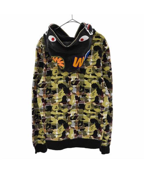 ブランド古着】チェックサル迷彩柄シャーク フルジップ スウェット